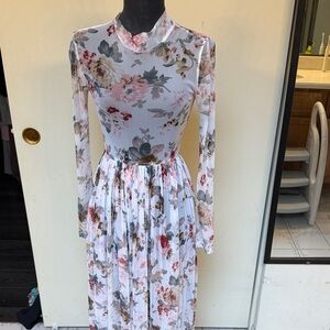 SHEIN mock neck midi dress semi sheer periwinkley